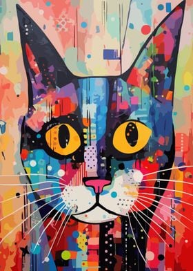 Funny Cat Abstract Art