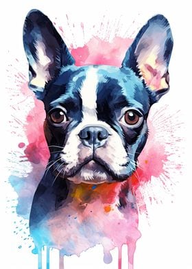Boston Terrier Watercolor