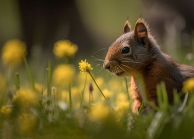 Squirrel on spring Meadow