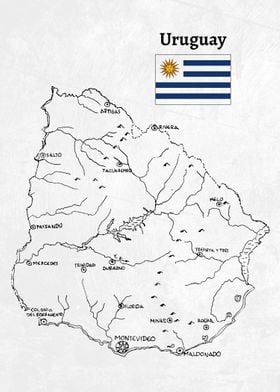 Handdrawn Uruguay Map