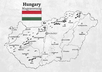 Handdrawn Hungary Map