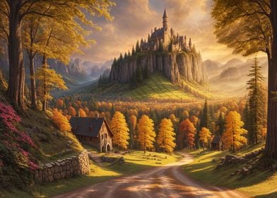 Autumn Castle on a Hill