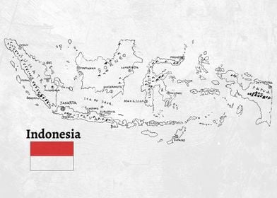 Handdrawn Indonesia Map