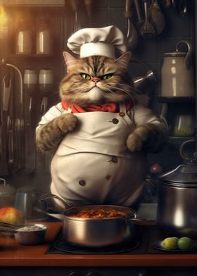 Funny Fat Cat Cook