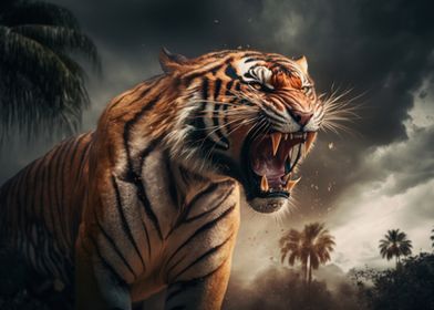 Aggressive angry Tiger