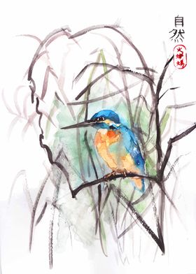 Watercolor Japanese Bird