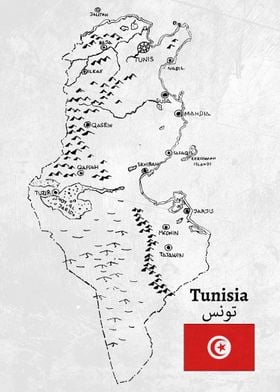 Handdrawn Tunisia Map