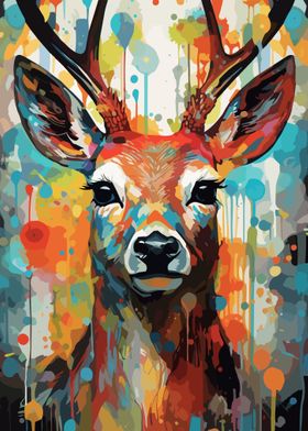 Deer Abstract Art Painting