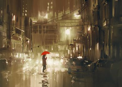 Woman with red umbrella 