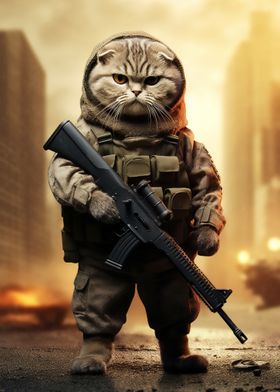 Soldier Scottish fold cat
