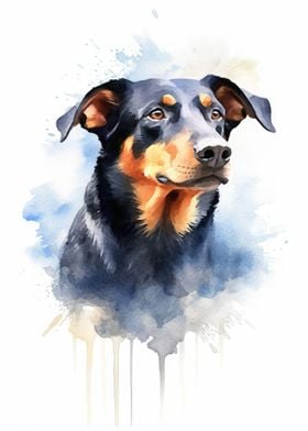 Beauceron Watercolor Dog