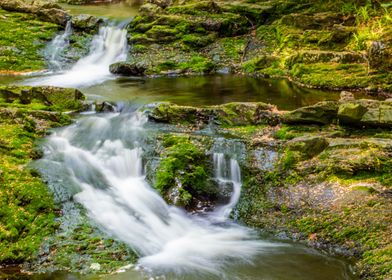 Waterfall on lake