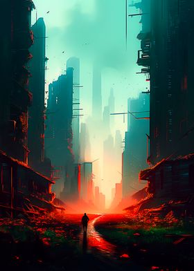 Sunset in Cyberpunk City