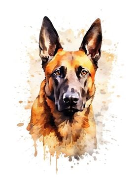 Malinois Watercolor Dog