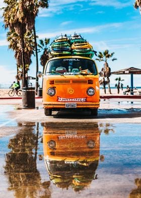 yellow Volkswagen van