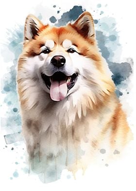 Akita Watercolor Dog