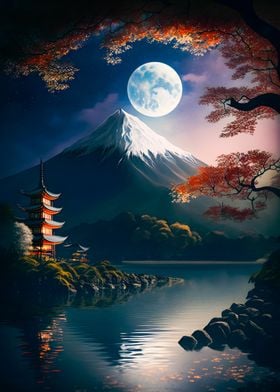 Moonlight nature japanese