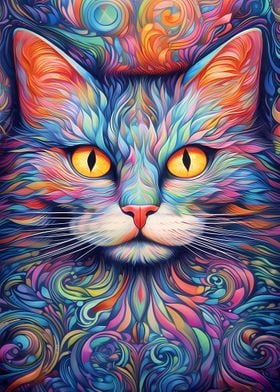 Psychedelic Cat Abstract C