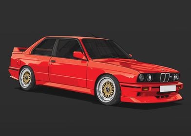 Red BMW E30 M3 with BBS