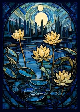 Waterlilies Stained Glass