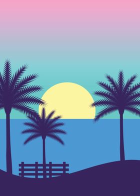 Sunset Retro Vector