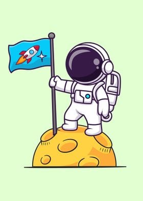 Rocket flag on moon 