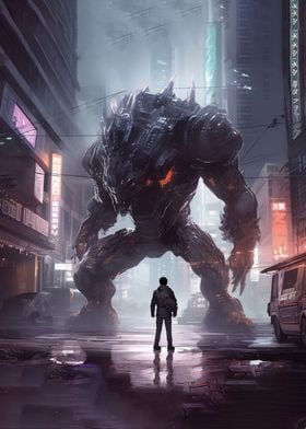 Mecha vs Man Cyberpunk