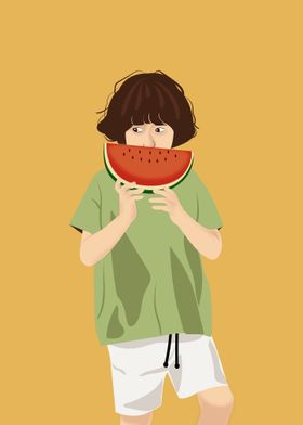 Boy with watermelon