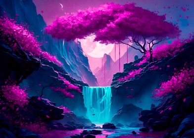 Neon landscape Moonlight