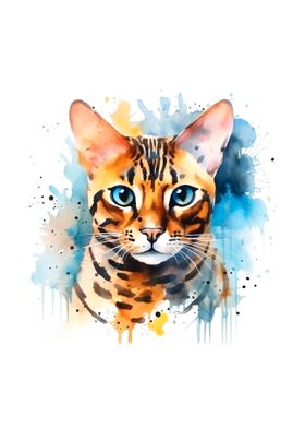 Bengal cat watercolor