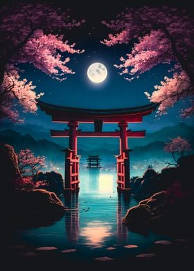 Japanese Torii gate lake