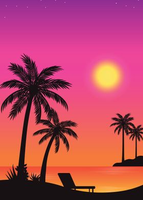 Sunset Retro Vector