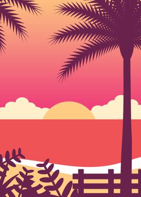 Sunset Retro Vector