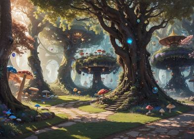 Mushroom art fantasy city