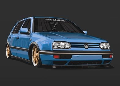 Bagged VW Golf MK3 Blue