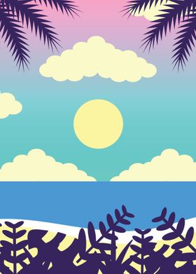 Sunset Retro Vector