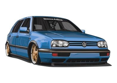 Bagged VW Golf MK3 Blue