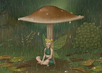 Fairy hiding from the rain