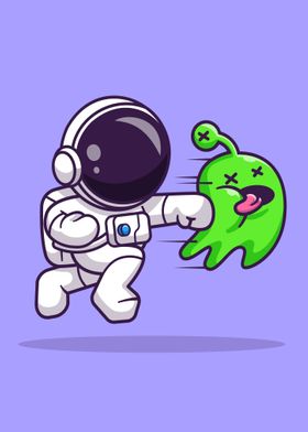 Smashing alien cartoon