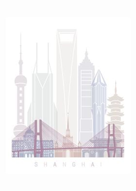 Shanghai skyline pastel