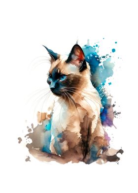 Balinese Cat Watercolor