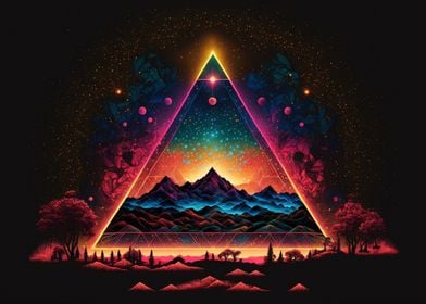 neon triangle art AI
