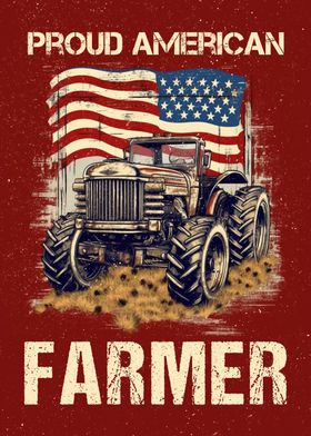 USA Flag Farmer Tractor