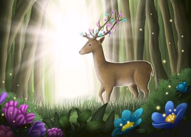 Deer in the magic forest