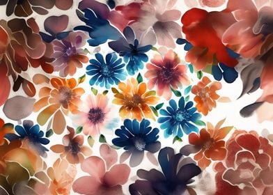 Watercolor flowers pattern