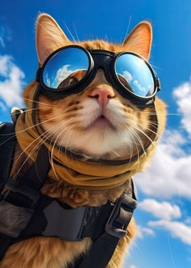 Skydiving Cat