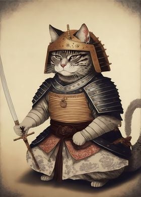 Cat Japanese Samurai