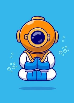 Cute diver meditation yoga