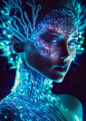 Blue glowing woman