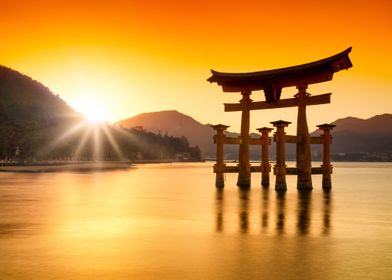 Miyajima Torii gate sunset